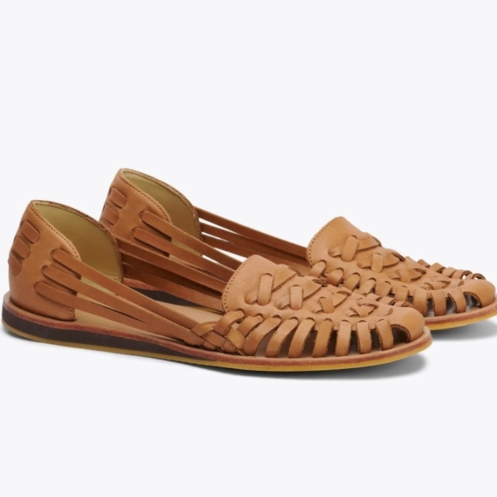 Womens Nisolo Brown Huarache Flats